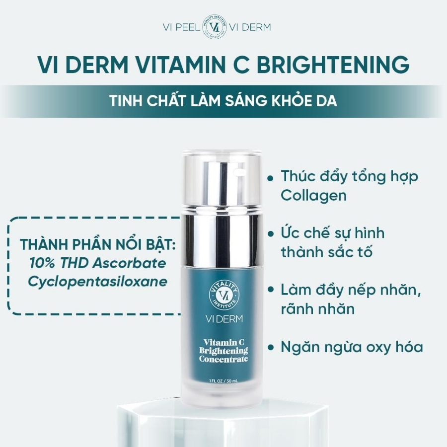 VI Derm Vitamin C Brightening Concentrate giúp làm sáng da xỉn màu và kích thích collagen