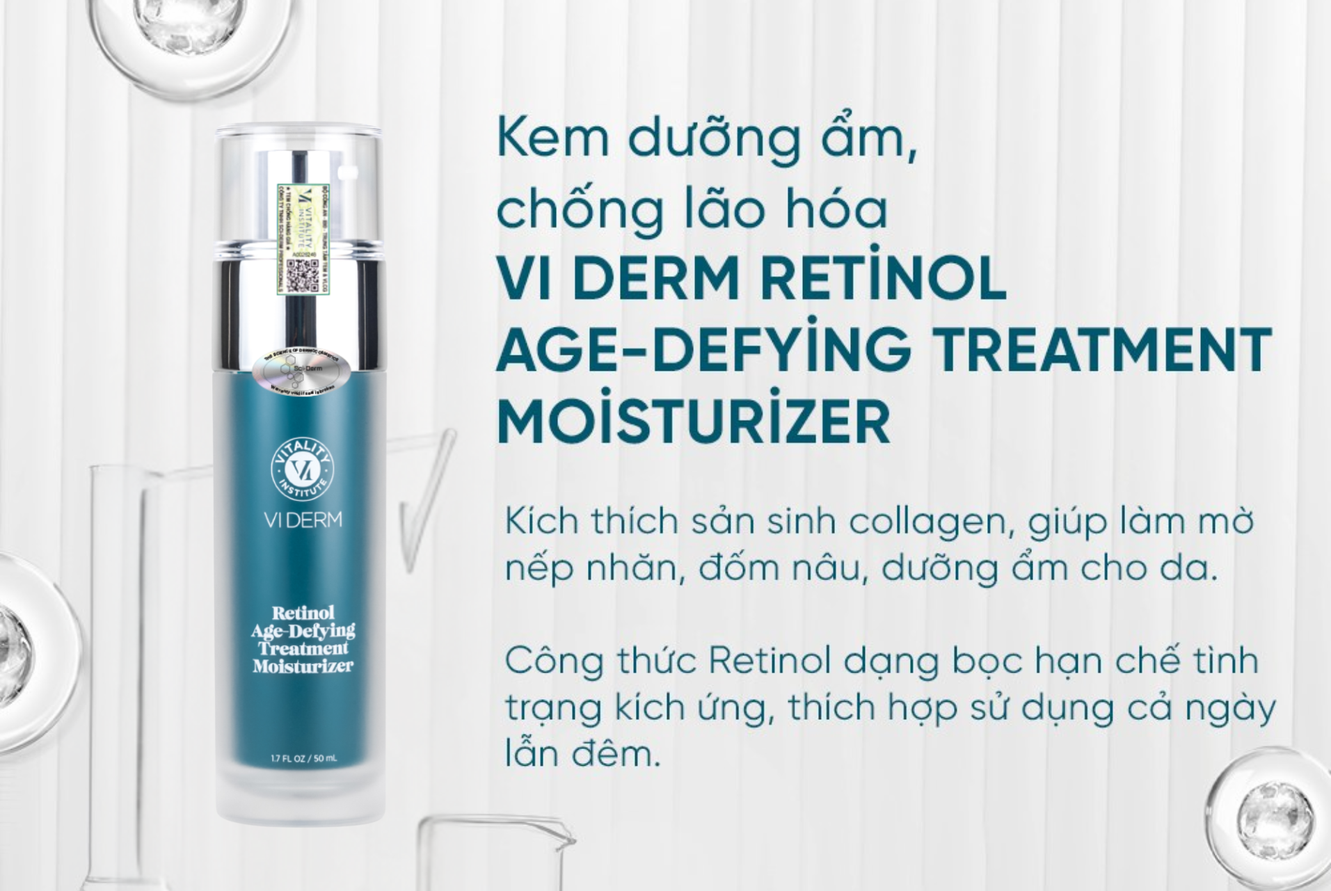 Kem dưỡng ẩm, chống lão hóa toàn diện - VI Derm Retinol Age-Defying Treatment Moisturizer