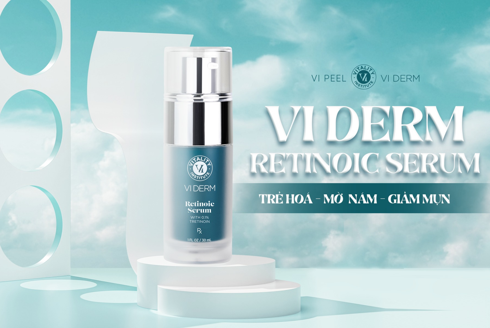 VI Derm Retinoic Serum Rx có công thức ổn định, giảm thiểu tối đa tác dụng kích ứng, bong tróc quá mức
